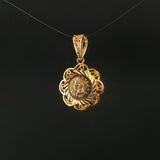 18k Yellow Gold 2.3g Small Coin Charm Pendant 1"