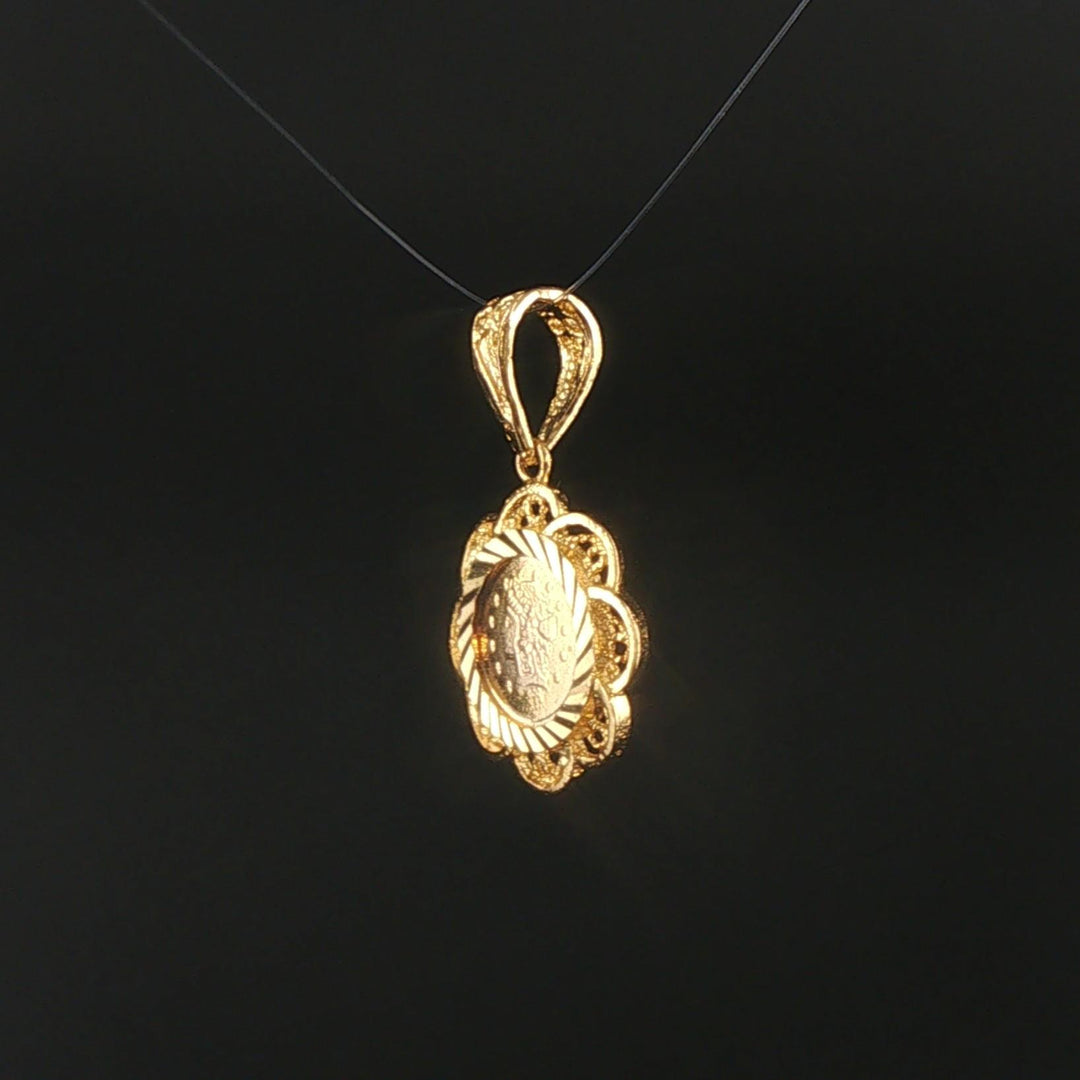 18k Yellow Gold 2.3g Small Coin Charm Pendant 1"