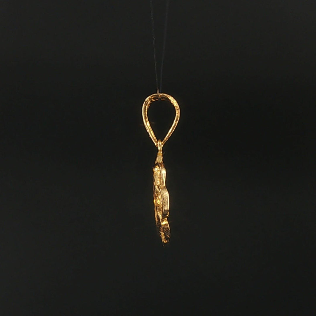 18k Yellow Gold 2.3g Small Coin Charm Pendant 1"