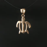 14k Yellow Gold 1.3g Flat Turtle Charm Pendant 1"