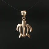 14k Yellow Gold 1.3g Flat Turtle Charm Pendant 1"