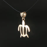14k Yellow Gold 1.3g Flat Turtle Charm Pendant 1"