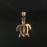 14k Yellow Gold 1.3g Flat Turtle Charm Pendant 1"