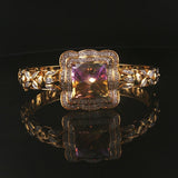 14k Yellow Gold Mystic Topaz and 1.25cttw Diamond Heavy Bangle Bracelet 7.25"