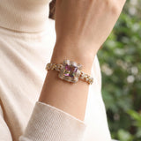 14k Yellow Gold Mystic Topaz and 1.25cttw Diamond Heavy Bangle Bracelet 7.25"