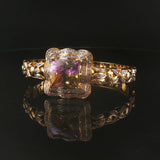 14k Yellow Gold Mystic Topaz and 1.25cttw Diamond Heavy Bangle Bracelet 7.25"