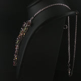 18k White Gold Mulit Color Tourmaline and Diamond Drop Necklace Italy 16.5"