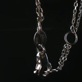 18k White Gold Mulit Color Tourmaline and Diamond Drop Necklace Italy 16.5"