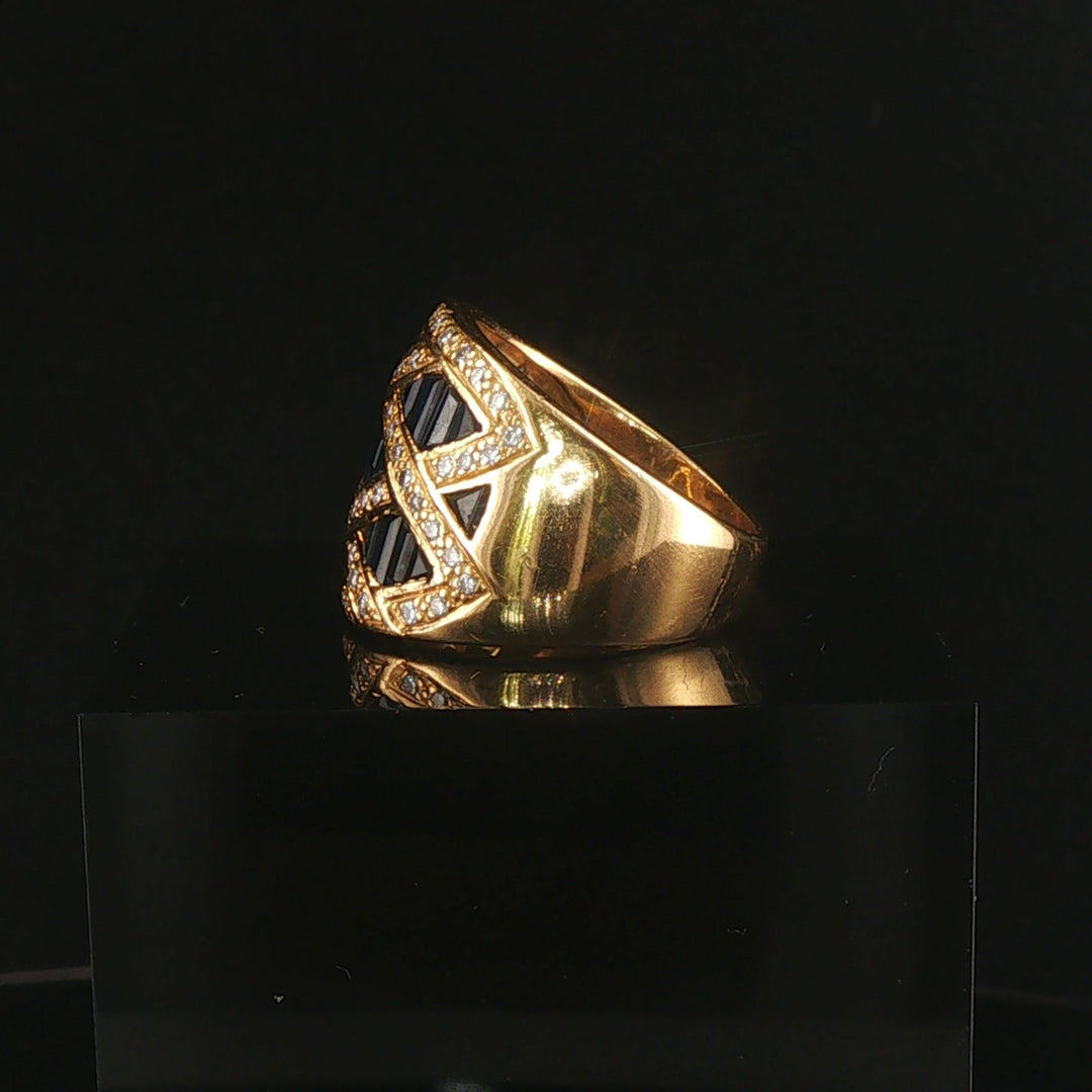 LeVian 18k Yellow Gold Blue Sapphire and 0.50cttw Diamond Solid Ring Size 6