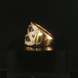 LeVian 18k Yellow Gold Blue Sapphire and 0.50cttw Diamond Solid Ring Size 6