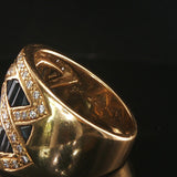 LeVian 18k Yellow Gold Blue Sapphire and 0.50cttw Diamond Solid Ring Size 6