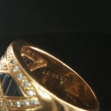LeVian 18k Yellow Gold Blue Sapphire and 0.50cttw Diamond Solid Ring Size 6