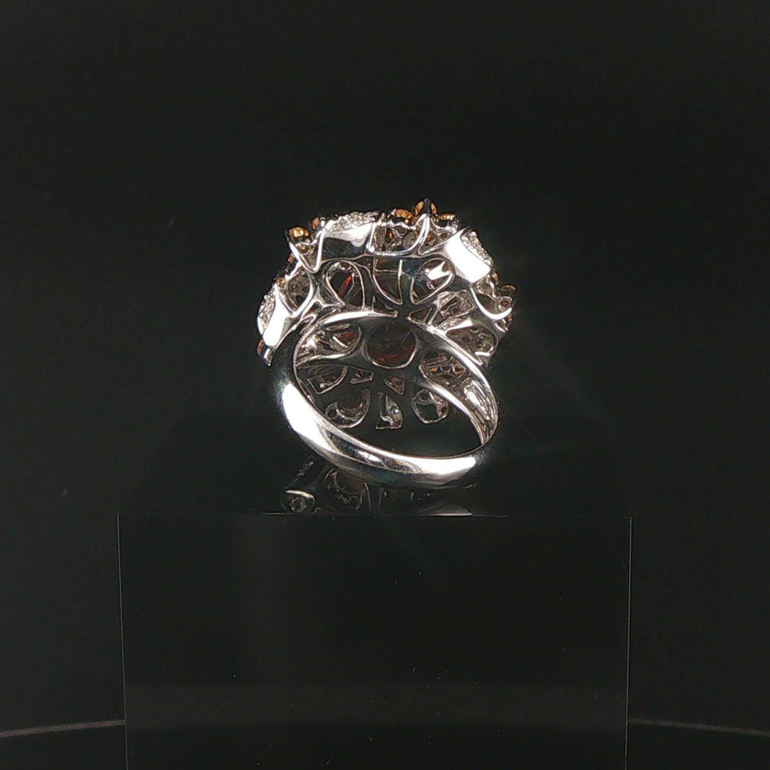 18k White Gold Citrine and Diamond Large Halo Ring Size 7