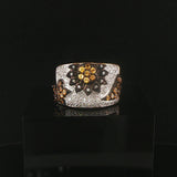 LeVian 18k Yellow Gold Orange Sapphire and Diamond Ring Size 7