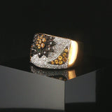 LeVian 18k Yellow Gold Orange Sapphire and Diamond Ring Size 7