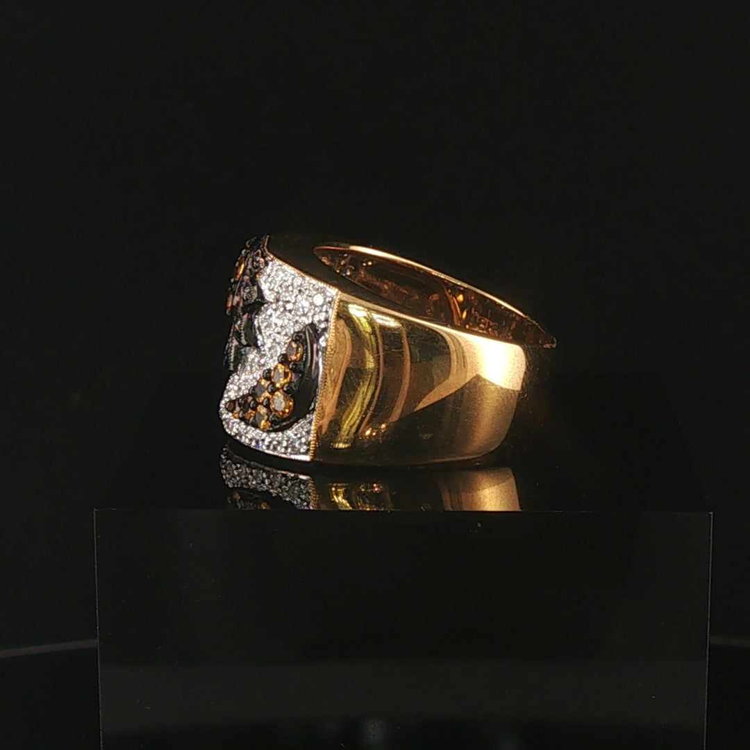 LeVian 18k Yellow Gold Orange Sapphire and Diamond Ring Size 7