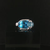 Bellarri 18k White Gold Blue Topaz and Diamond Ring Size 7