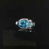 Bellarri 18k White Gold Blue Topaz and Diamond Ring Size 7