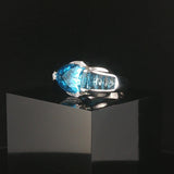 Bellarri 18k White Gold Blue Topaz and Diamond Ring Size 7