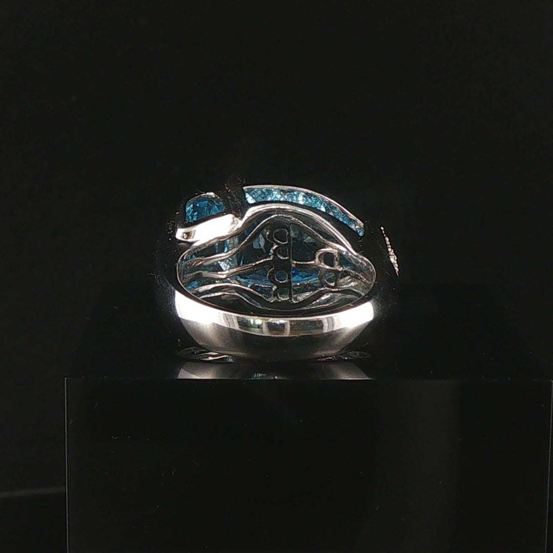 Bellarri 18k White Gold Blue Topaz and Diamond Ring Size 7