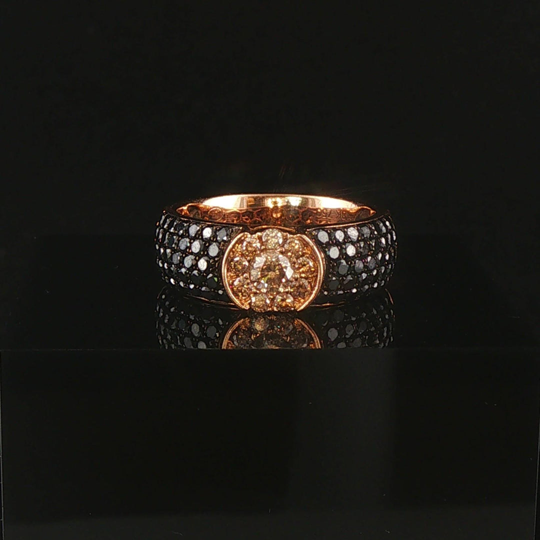 18k Rose Gold 0.88cttw Black and Brown Diamond Band Ring Size 6
