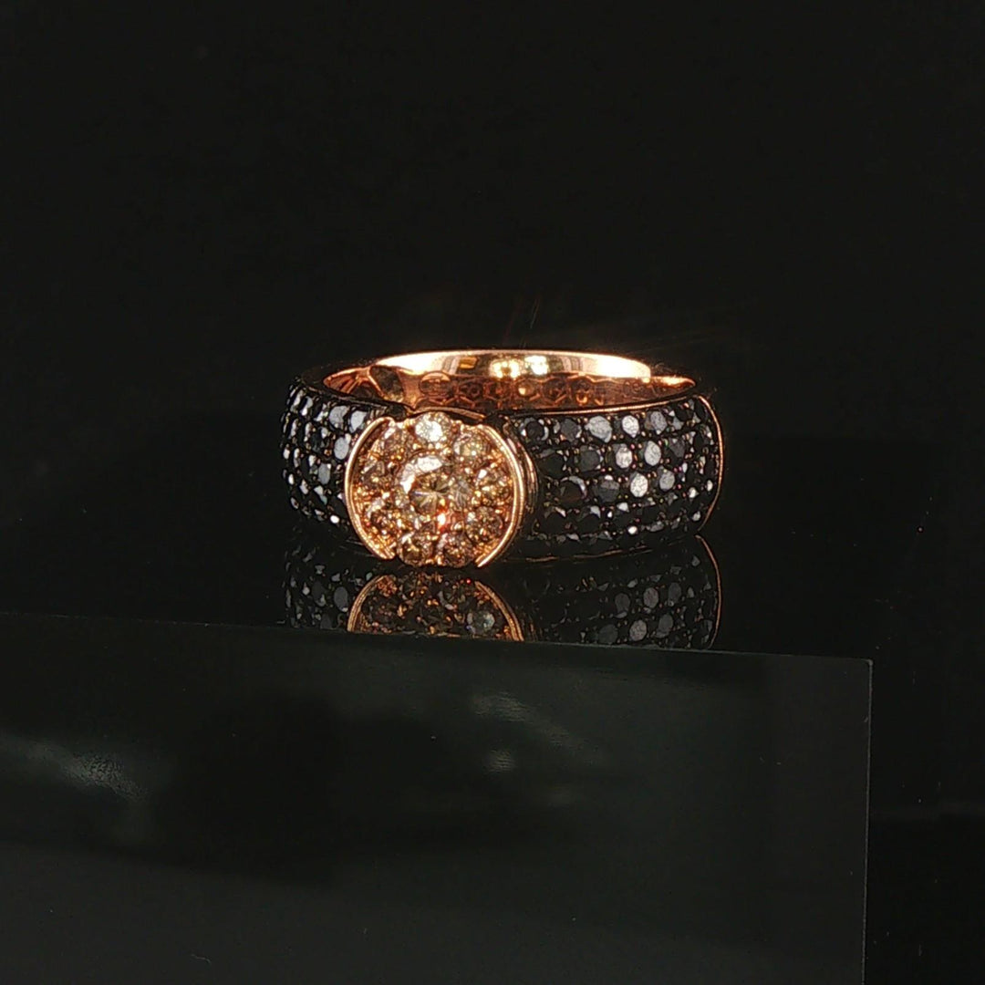 18k Rose Gold 0.88cttw Black and Brown Diamond Band Ring Size 6