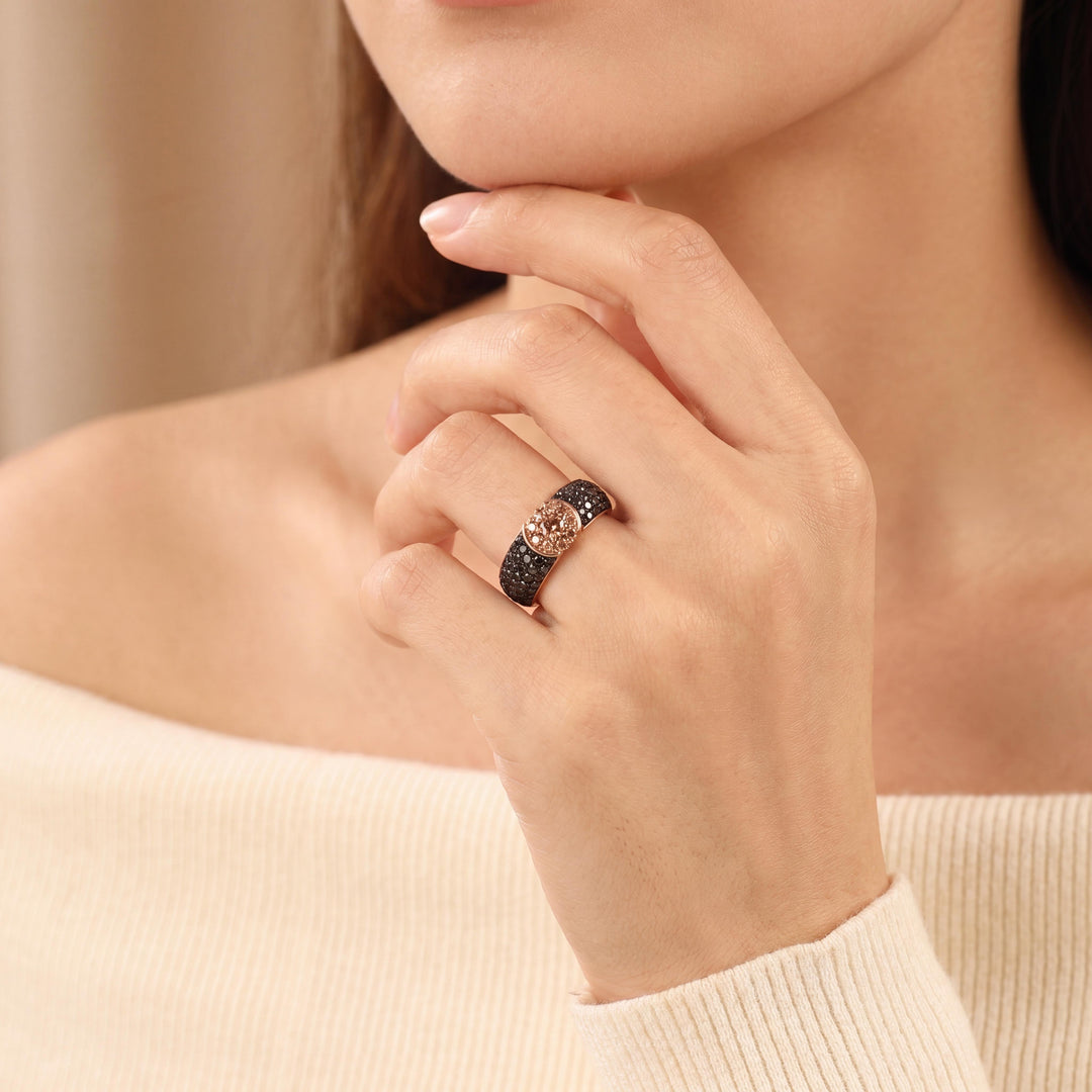 18k Rose Gold 0.88cttw Black and Brown Diamond Band Ring Size 6