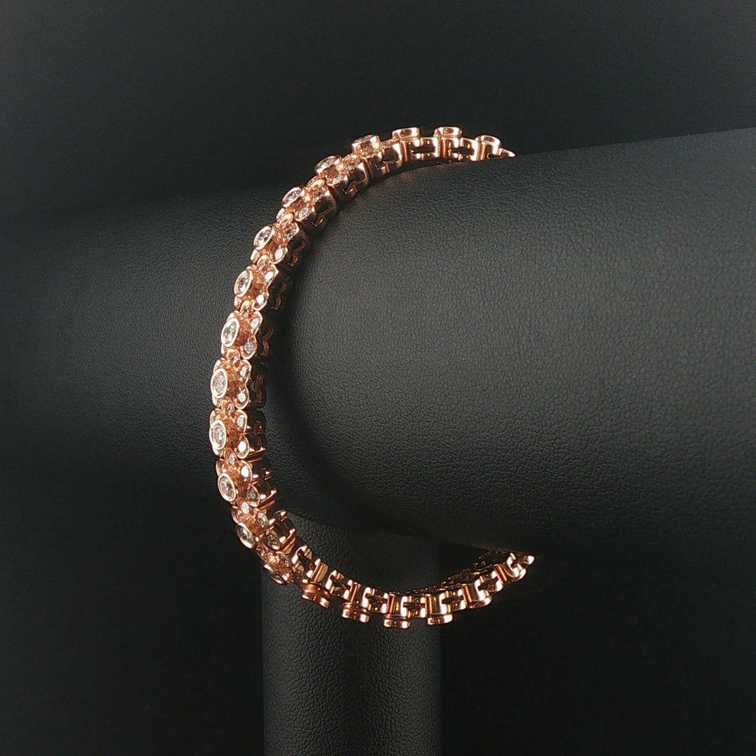Sonia B 14k Rose Gold and 3cttw Diamond Heavy 38.2g Flex Bangle Bracelet 7"