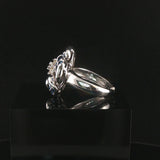 18k White Gold Blue Sapphire and Diamond Floral Ring Size 6