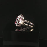 14k White Gold Pink Topaz and Diamond Ring Size 6