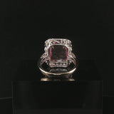 14k White Gold Pink Topaz and Diamond Ring Size 6