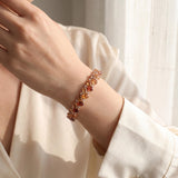 Sonia B 14k Yellow Gold 22cttw Citrine and 1cttw Diamond Link Bracelet 7.75"