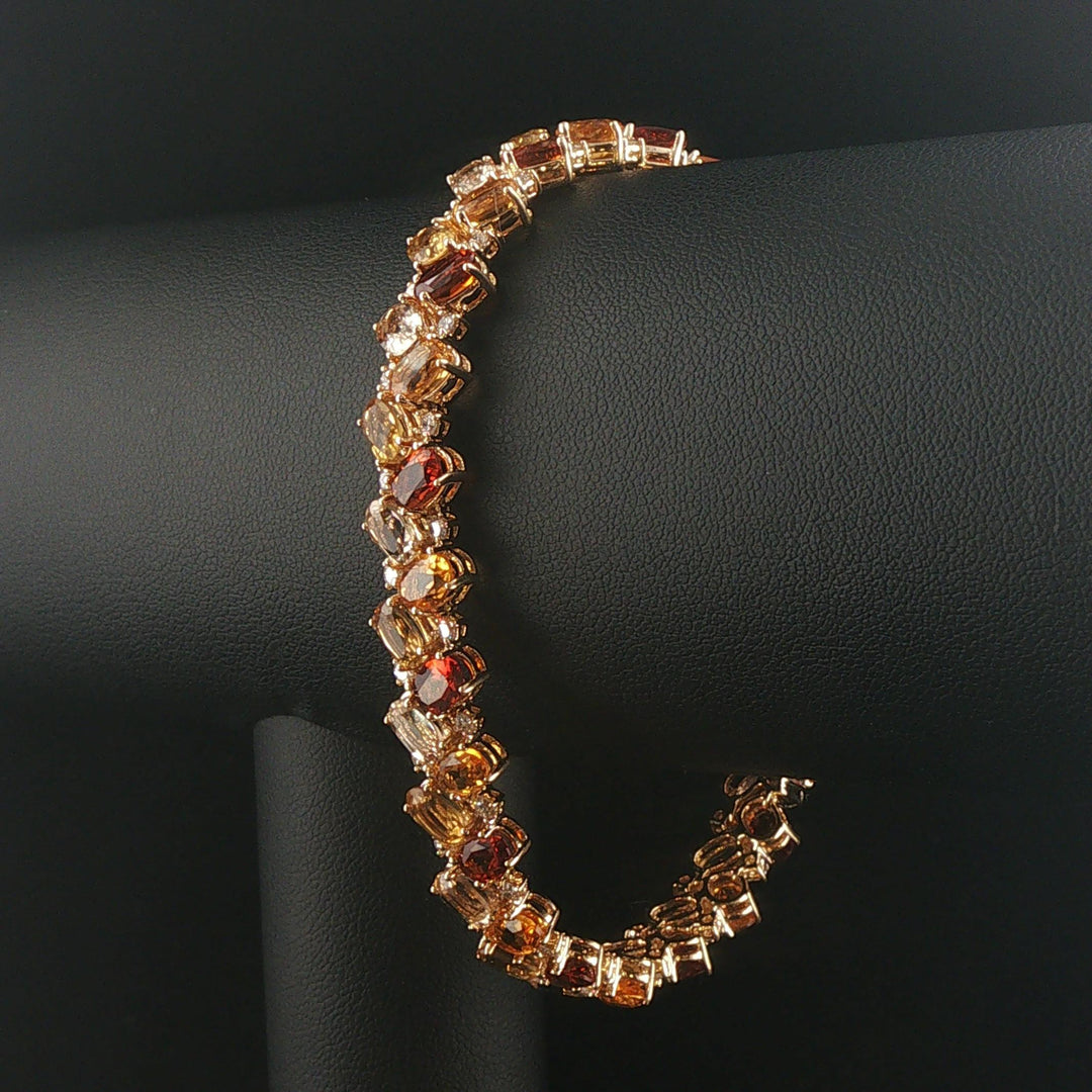 Sonia B 14k Yellow Gold 22cttw Citrine and 1cttw Diamond Link Bracelet 7.75"