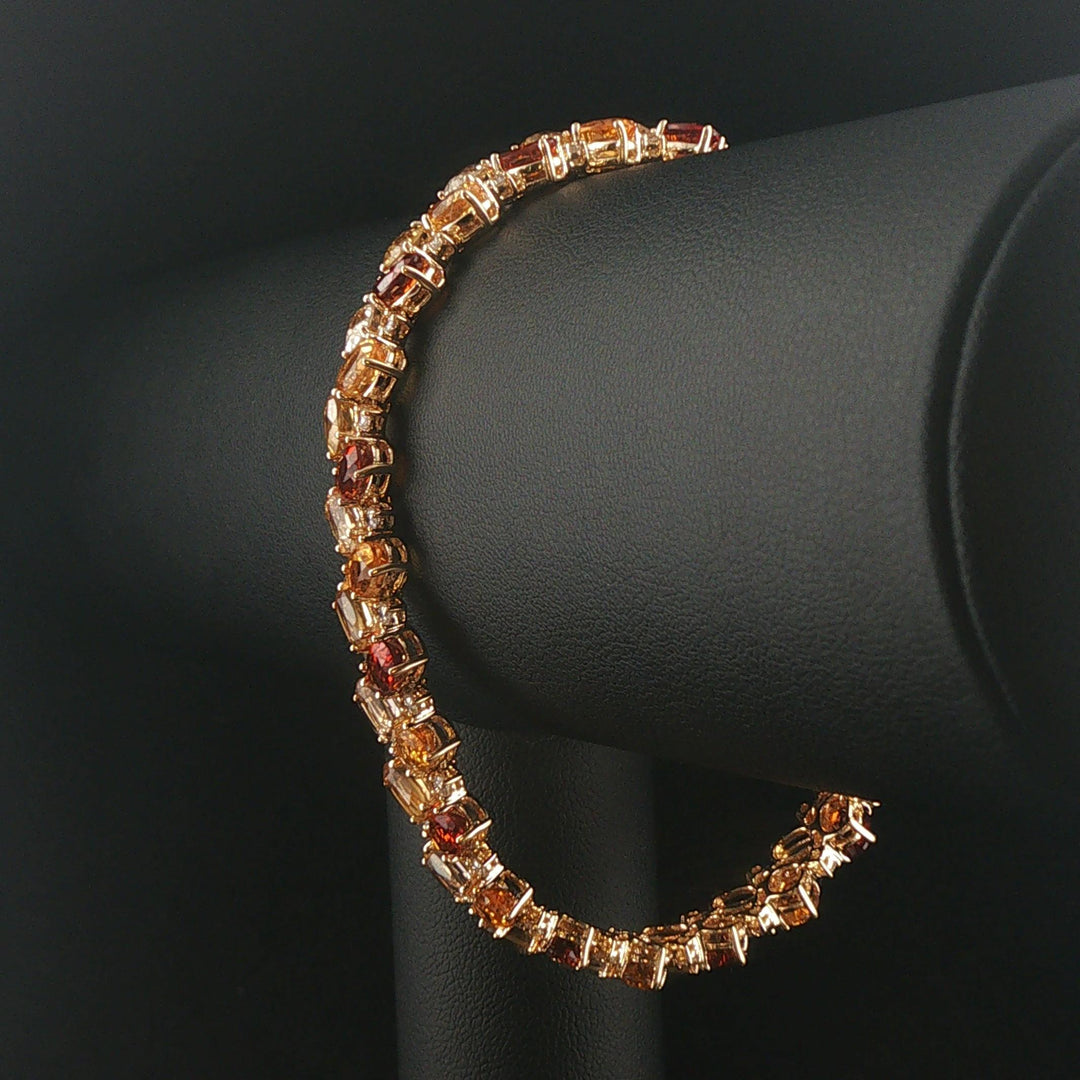 Sonia B 14k Yellow Gold 22cttw Citrine and 1cttw Diamond Link Bracelet 7.75"