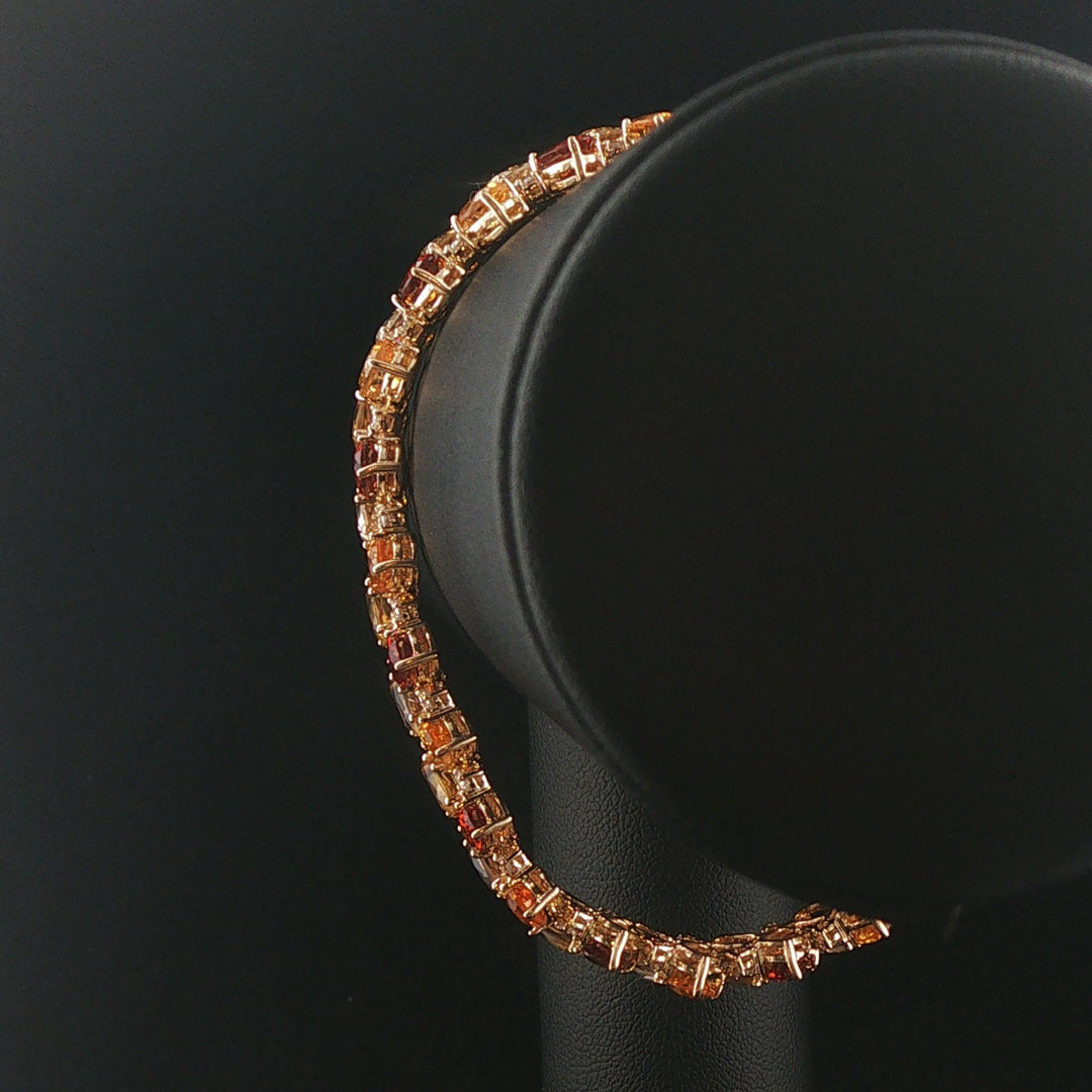 Sonia B 14k Yellow Gold 22cttw Citrine and 1cttw Diamond Link Bracelet 7.75"