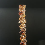Sonia B 14k Yellow Gold 22cttw Citrine and 1cttw Diamond Link Bracelet 7.75"