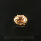 18k Yellow Gold Smoky Quartz and Diamond Heavy 21.2g Ring Size 7