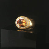 18k Yellow Gold Smoky Quartz and Diamond Heavy 21.2g Ring Size 7