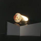 18k Yellow Gold Smoky Quartz and Diamond Heavy 21.2g Ring Size 7