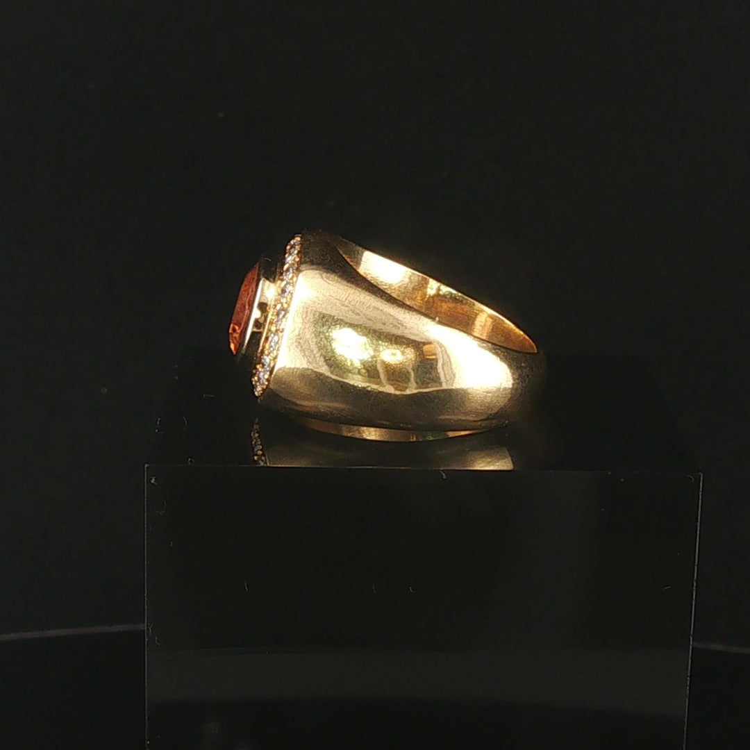 18k Yellow Gold Smoky Quartz and Diamond Heavy 21.2g Ring Size 7