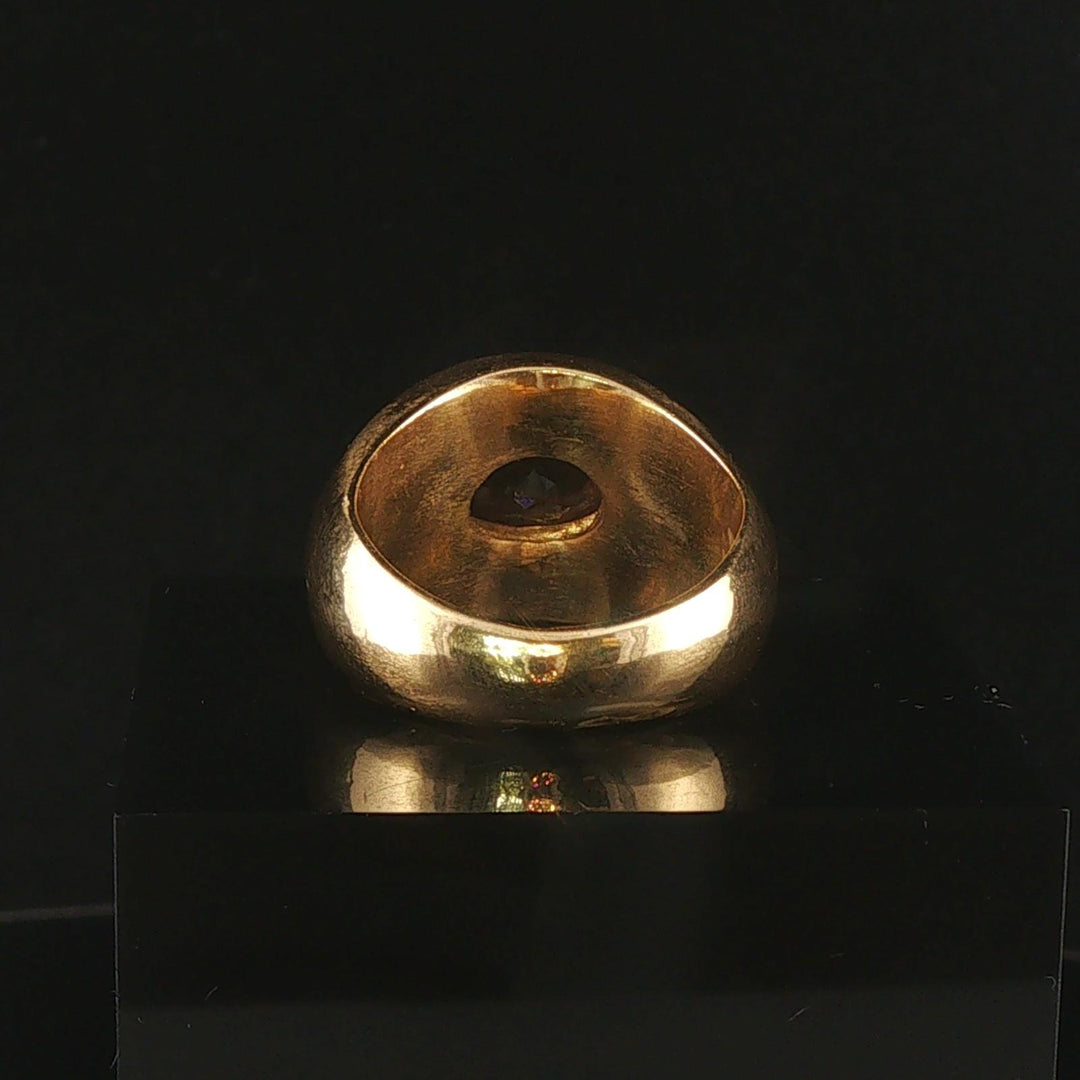 18k Yellow Gold Smoky Quartz and Diamond Heavy 21.2g Ring Size 7