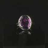 14k White Gold and Amethyst Greek Key Design Ring Size 55