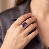 14k White Gold and Amethyst Greek Key Design Ring Size 55