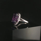 14k White Gold and Amethyst Greek Key Design Ring Size 55