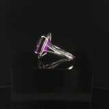 14k White Gold and Amethyst Greek Key Design Ring Size 55