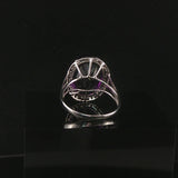 14k White Gold and Amethyst Greek Key Design Ring Size 55