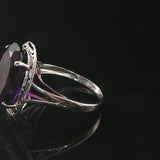 14k White Gold and Amethyst Greek Key Design Ring Size 55