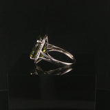 14k White Gold and Peridot Greek Key Design Ring Size 4.75