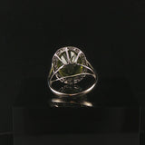 14k White Gold and Peridot Greek Key Design Ring Size 4.75