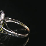 14k White Gold and Peridot Greek Key Design Ring Size 4.75